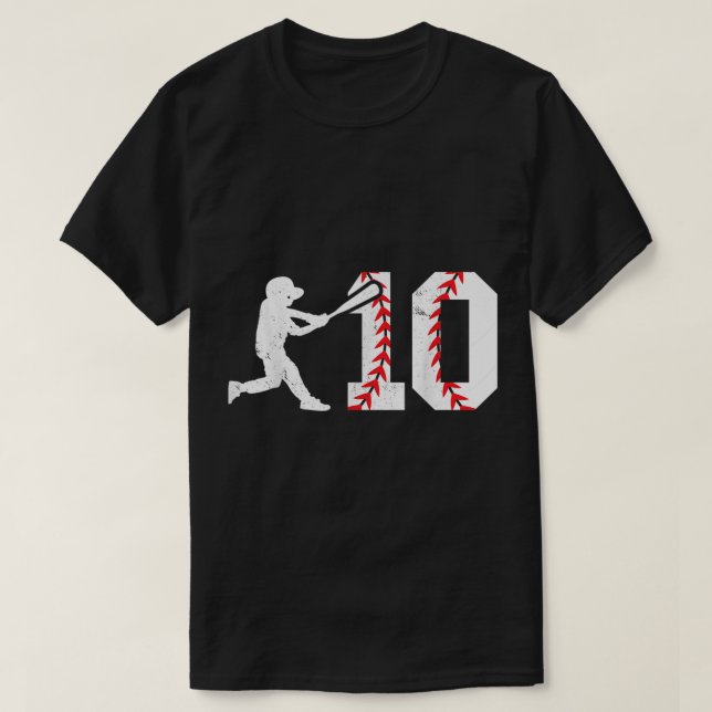10. Geburtstag Baseball Big Number Ten 10 Jahre al T-Shirt (Design vorne)