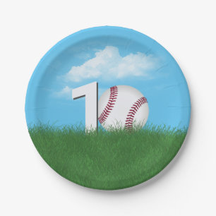 10. Geburtstag Baseball im Grünen Gras Pappteller