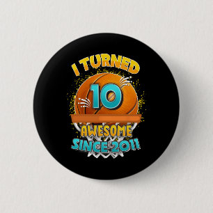10. Geburtstag Basketball Ich drehte 10 Jahre alt Button