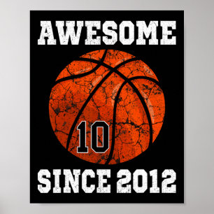 10. Geburtstag Basketballspieler 10 Jahre alt Vint Poster