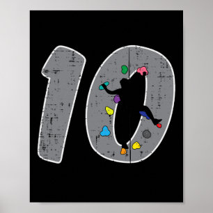 10. Geburtstag Bouldering 10 Jahre alte Bday Junge Poster