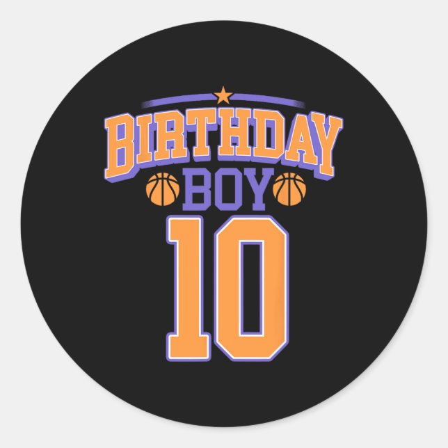 10. Geburtstag Boy Basketball Lover 10 Jahre Altes Runder Aufkleber (Vorderseite)