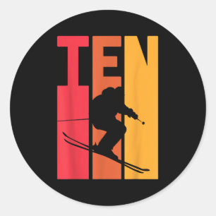 10. Geburtstag Boy Retro Ski Lover Skier 10 Jahre Runder Aufkleber