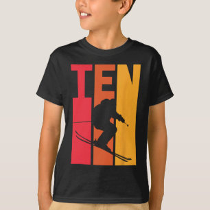 10. Geburtstag Boy Retro Ski Lover Skier 10 Jahre T-Shirt