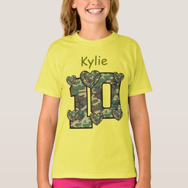 10. Geburtstag CAMOUFLAGE Individuelle Name V11 T-Shirt (Vorderseite)