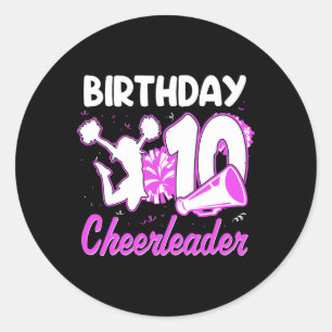 10. Geburtstag Cheerleader Mädchen 10 Jahre alt Ch Runder Aufkleber