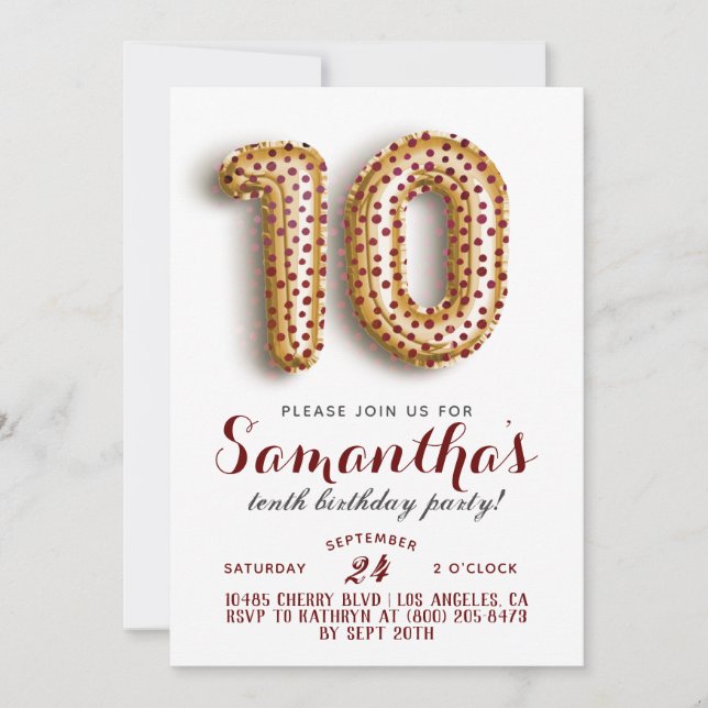 10. Geburtstag Confetti Einladung (Vorderseite)