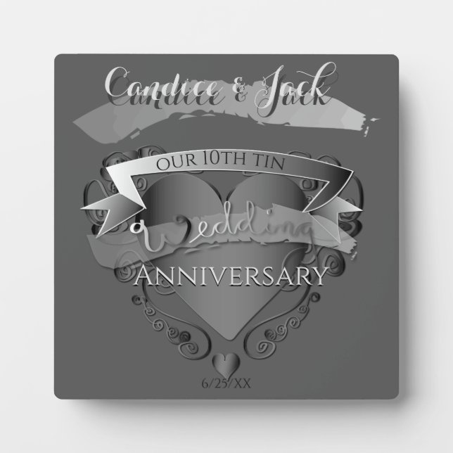 10. Geburtstag des Zehn-Jubiläums 3D-Herz-Emblem Fotoplatte (Vorderseite)