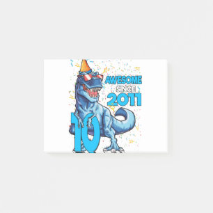 10. Geburtstag Dinosaurier 10 Jahre alter Junge Ki Post-it Klebezettel