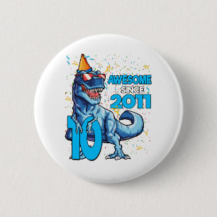10. Geburtstag Dinosaurier 10 Jahre Junge Kinder Button