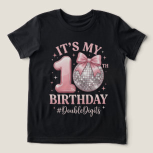 10. Geburtstag Disco Kugel Rosa Schleife Doppelte Tri-Blend Shirt