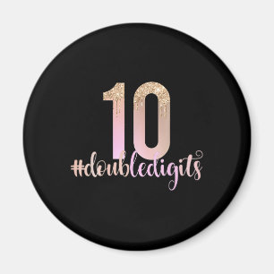 10. Geburtstag doppelte Ziffern Mädchen Peach Ombr Magnet