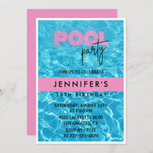 10. Geburtstag Einladungen Pool Party Sommer