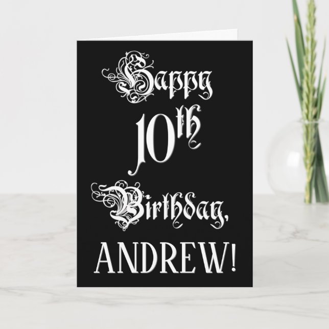 10. Geburtstag: Extravagant, elegant, Script + Ind Karte (Vorderseite)