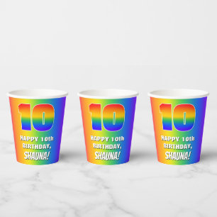 10. Geburtstag: Farbenfroh, Fun Rainbow Pattern # Pappbecher