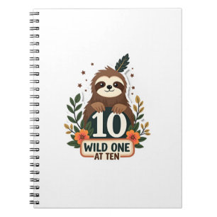10. Geburtstag Faultier Vintage Wild One-Shirt Notizblock