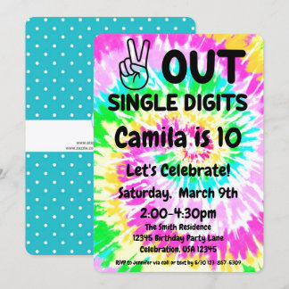 10. Geburtstag Friedensende Single-Ziffern Einladung