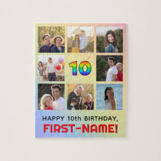 10. Geburtstag: Fun Rainbow #, Individuelle Name & Puzzle