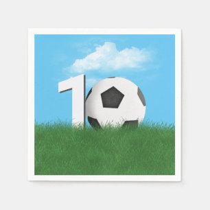 10. Geburtstag Fußball-Ball im Grünen Gras Serviette