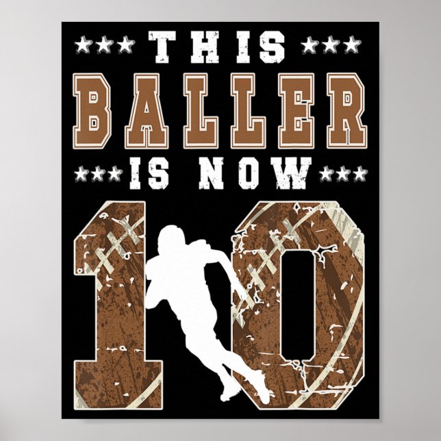 10. Geburtstag Fußball Boy Zehn Jahre alter Fußbal Poster (Vorne)