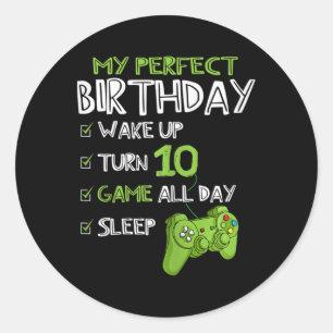10. Geburtstag Gaming 10 Jahre alt Perfect Gamer G Runder Aufkleber