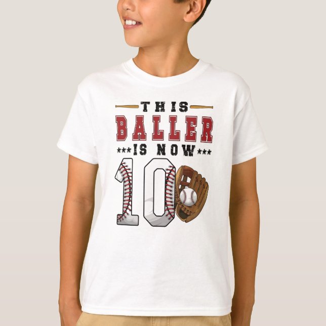 10. Geburtstag Geschenk Baseball Spieler 10 Jahre  T-Shirt (Vorderseite)