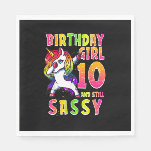 10. Geburtstag Girl Dabbing Einhorn 10 Jahre alt S Serviette