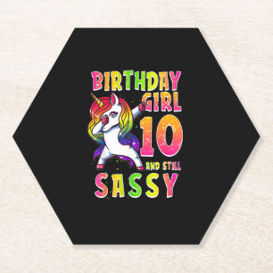 10. Geburtstag Girl Dabbing Einhorn 10 Jahre alt S Untersetzer