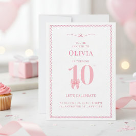 10. Geburtstag Girl Pink Bow Einladung