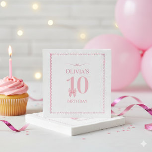 10. Geburtstag Girl Pink Bow Party Napkin Serviette