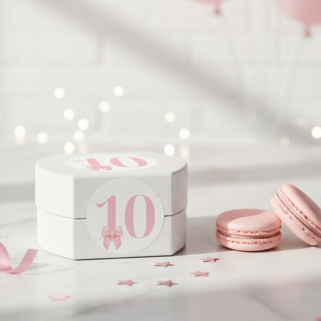 10. Geburtstag Girl Pink Bow Sticker (Von Creator hochgeladen)