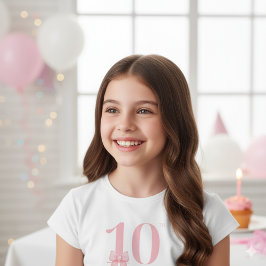 10. Geburtstag Girl Pink Bow T - Shirt