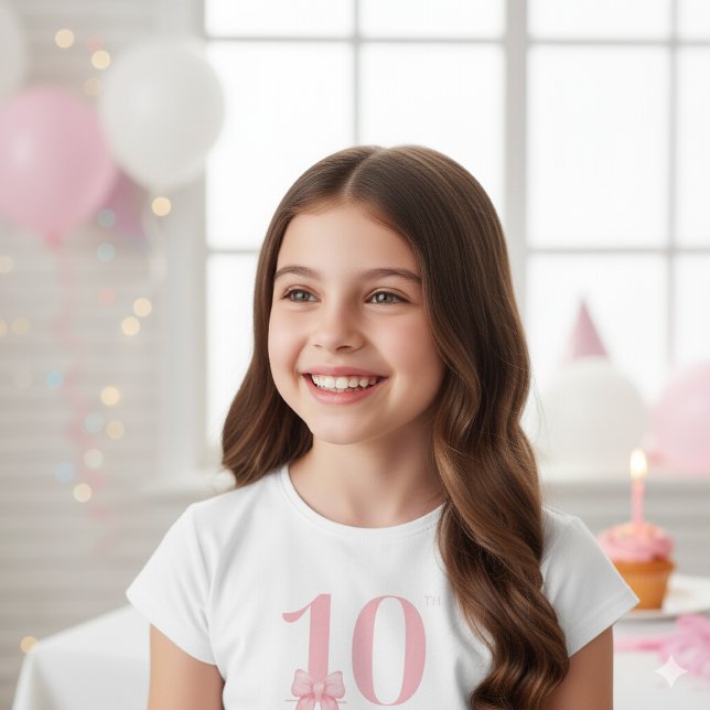 10. Geburtstag Girl Pink Bow T - Shirt (Von Creator hochgeladen)