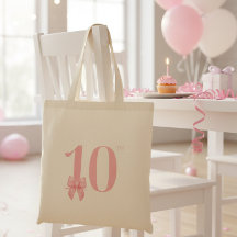10. Geburtstag Girl Pink Bow Tote Beutel