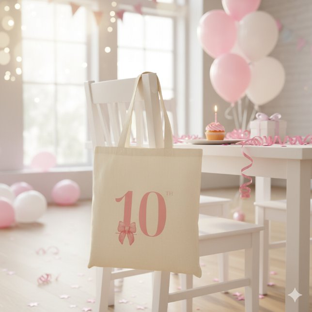 10. Geburtstag Girl Pink Bow Tote Beutel Tragetasche (Von Creator hochgeladen)
