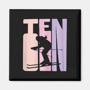10. Geburtstag Girl Retro Ski Lover Skier 10 Jahre Magnet