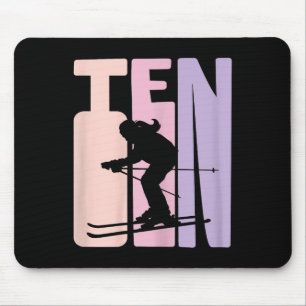 10. Geburtstag Girl Retro Ski Lover Skier 10 Jahre Mousepad
