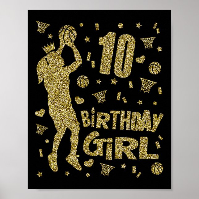 10. Geburtstag Girls Basketball Fans Spieler Alter Poster (Vorne)