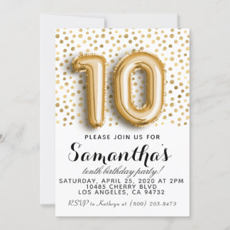 10. Geburtstag Gold Punkt Einladung