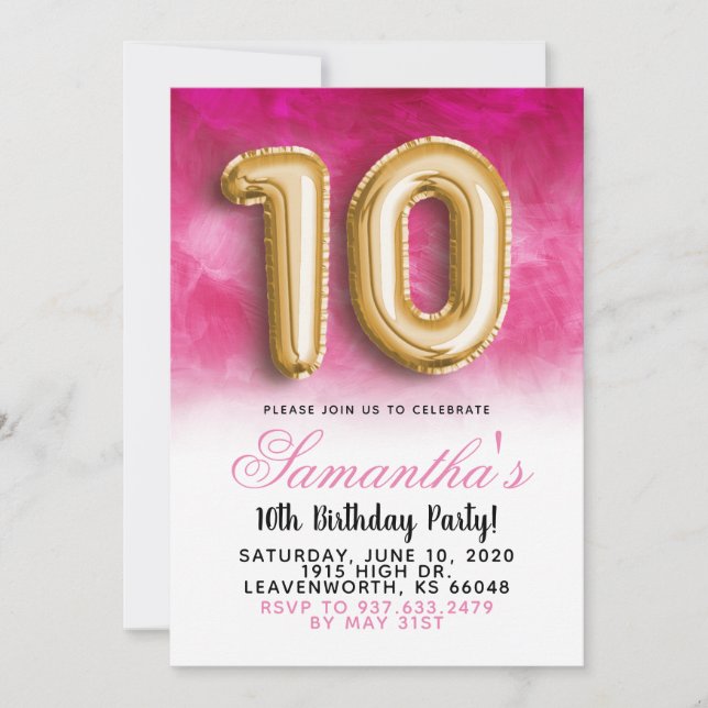 10. Geburtstag Gradient Einladung (Vorderseite)