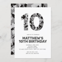 10. Geburtstag, Graues Camouflage Personalisiertes