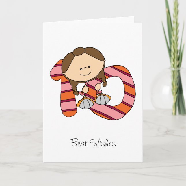 10. Geburtstag - Gruß-Karte - Mädchen Karte (Vorderseite)