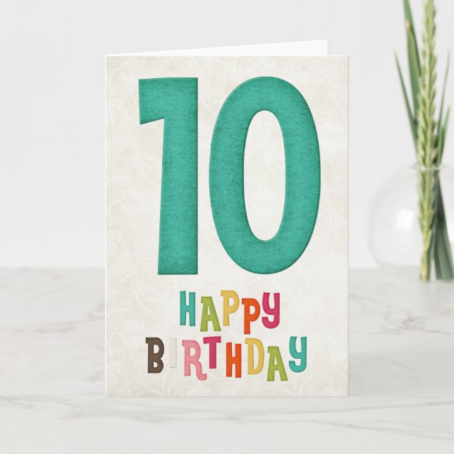 10. Geburtstag Happy Birthday Card Design Karte (Vorderseite)