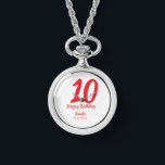 10. Geburtstag Hinzufügen Name Datum Jahr rote Vor Armbanduhr<br><div class="desc">bearbeitbares Design</div>