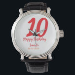 10. Geburtstag Hinzufügen Name Datum Jahr rote Vor Armbanduhr<br><div class="desc">bearbeitbares Design</div>