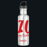 10. Geburtstag Hinzufügen Name Datum Jahr rote Vor Edelstahlflasche<br><div class="desc">bearbeitbares Design</div>