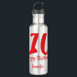10. Geburtstag Hinzufügen Name Datum Jahr rote Vor Edelstahlflasche<br><div class="desc">bearbeitbares Design</div>