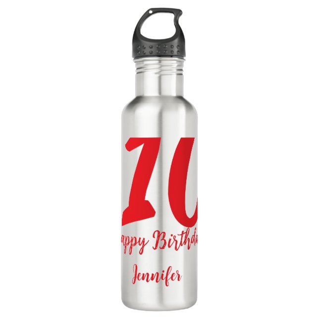 10. Geburtstag Hinzufügen Name Datum Jahr rote Vor Edelstahlflasche (Vorderseite)