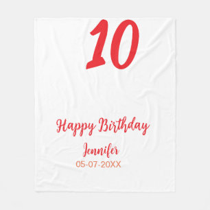 10. Geburtstag Hinzufügen Name Datum Jahr rote Vor Fleecedecke