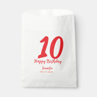 10. Geburtstag Hinzufügen Name Datum Jahr rote Vor Geschenktütchen